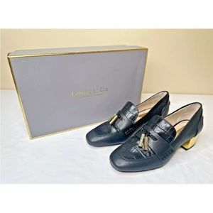 Louise et Cie Lanton Black Leather Block Heel Tassel Loafer Shoes Wms 5M US 35EU
